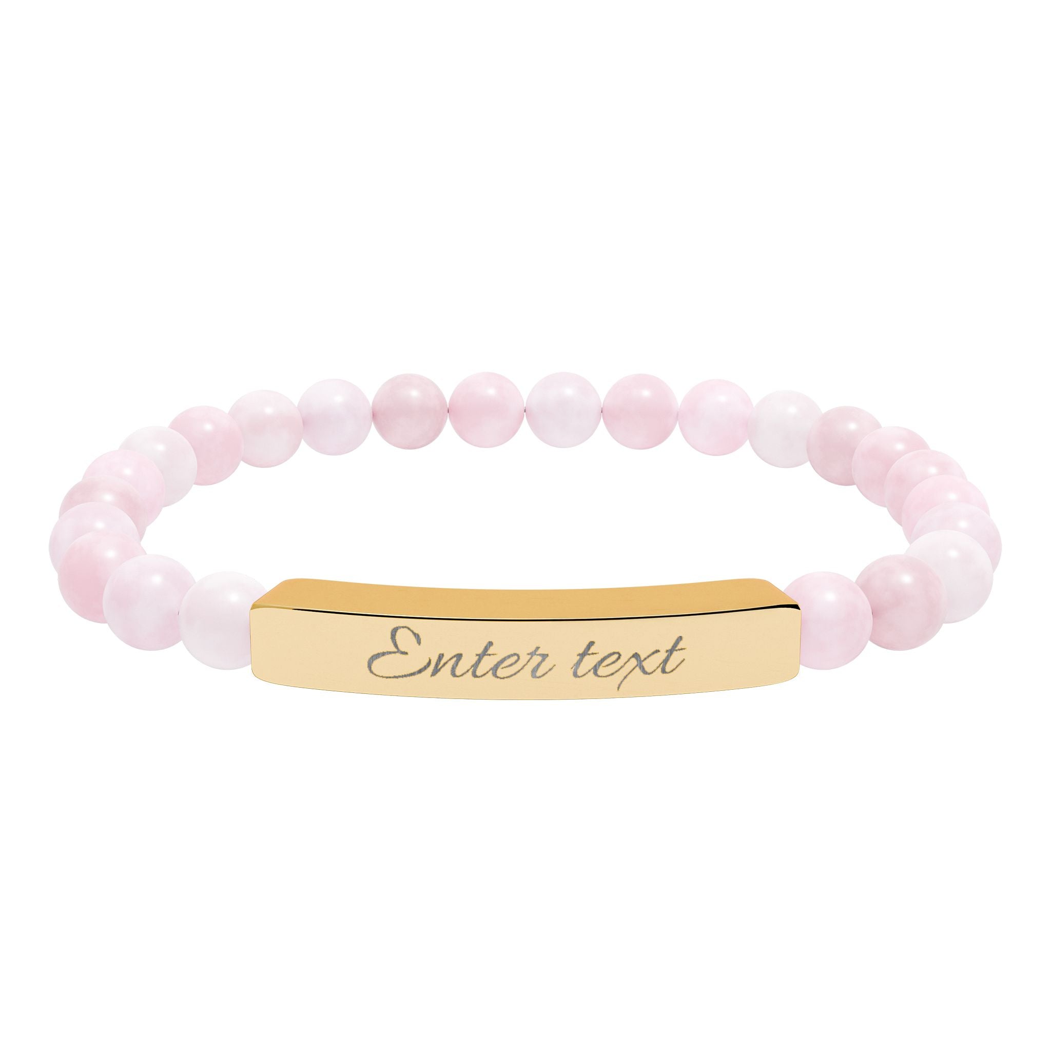 Personalized Natural Stone Stretch Bracelet — Engraved Bar (Custom Text)
