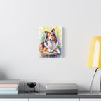 Tri-Color Collie Canvas Print — Floral Dog Wall Art, Matte Stretched 1.25"