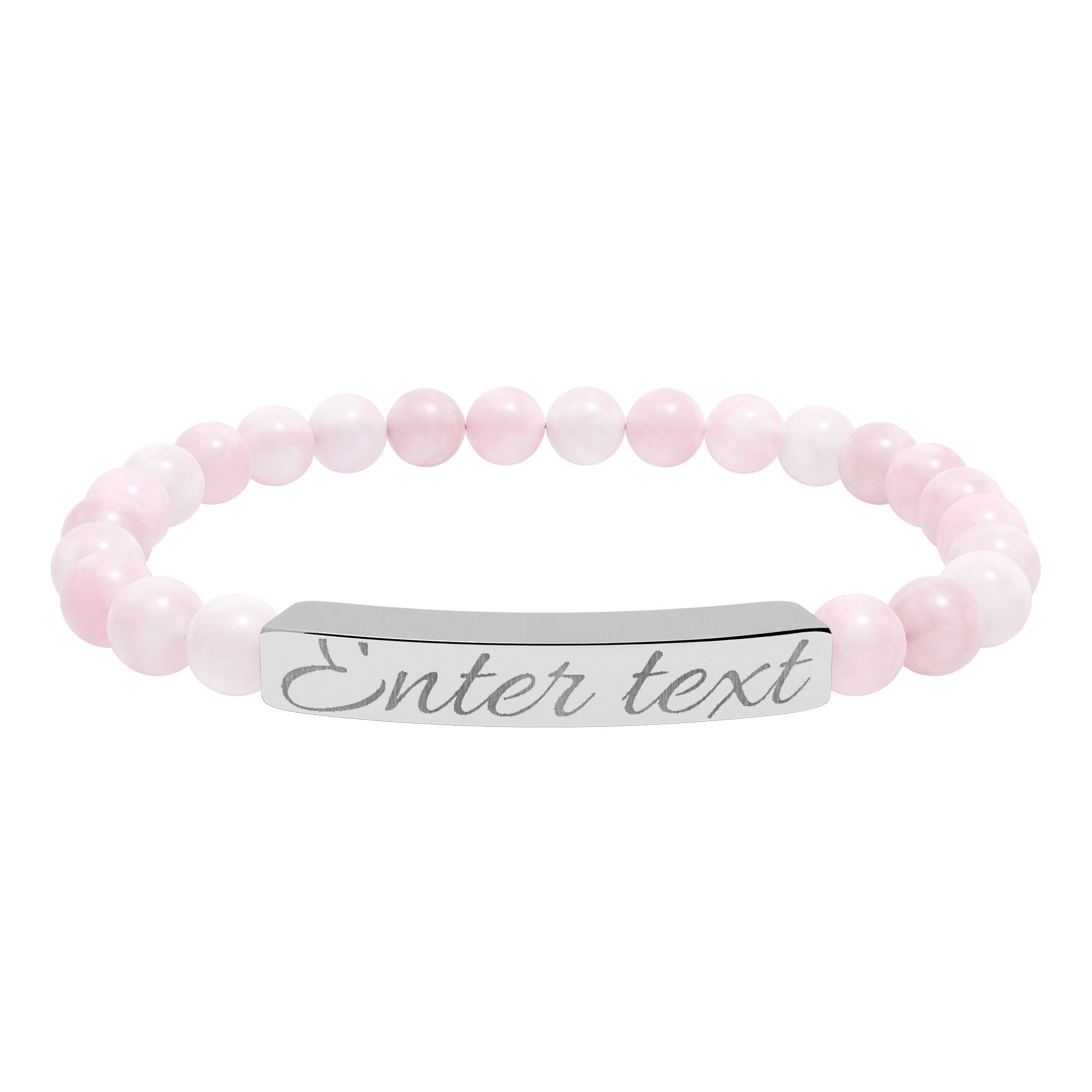Personalized Natural Stone Stretch Bracelet — Engraved Bar (Custom Text)