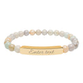 Personalized Natural Stone Stretch Bracelet — Engraved Bar (Custom Text)