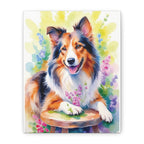 Tri-Color Collie Canvas Print — Floral Dog Wall Art, Matte Stretched 1.25"