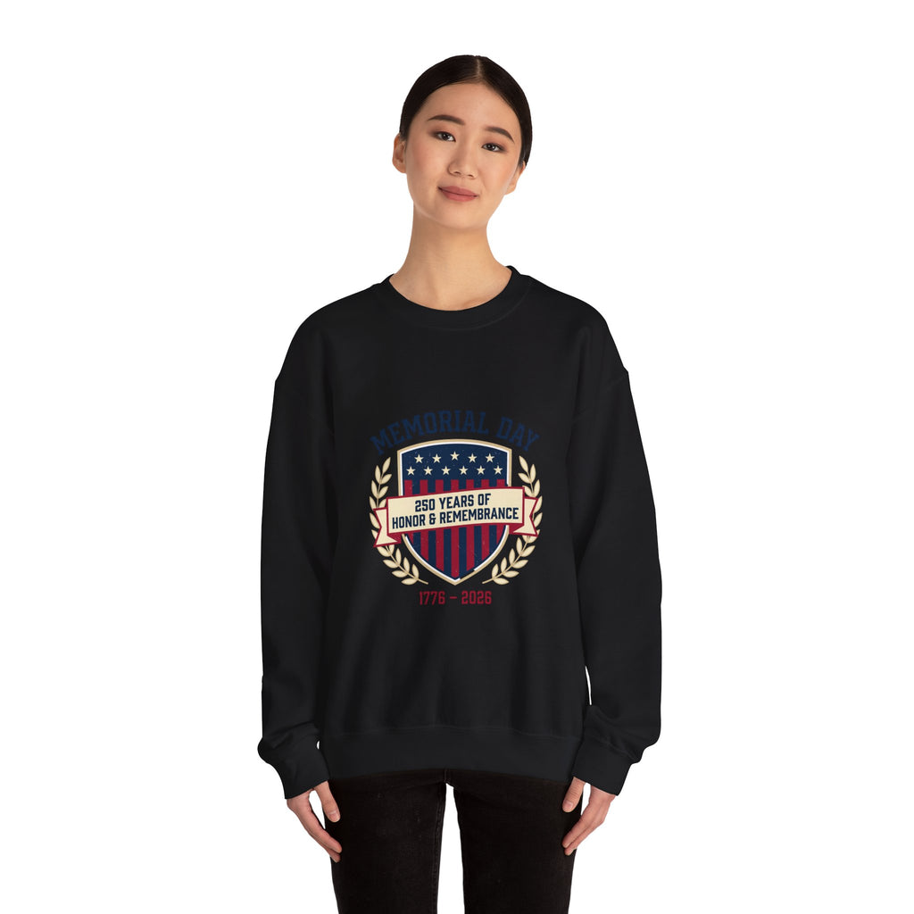 Memorial Day 250 Shield Crewneck Sweatshirt | USA 250, patriotic vintage