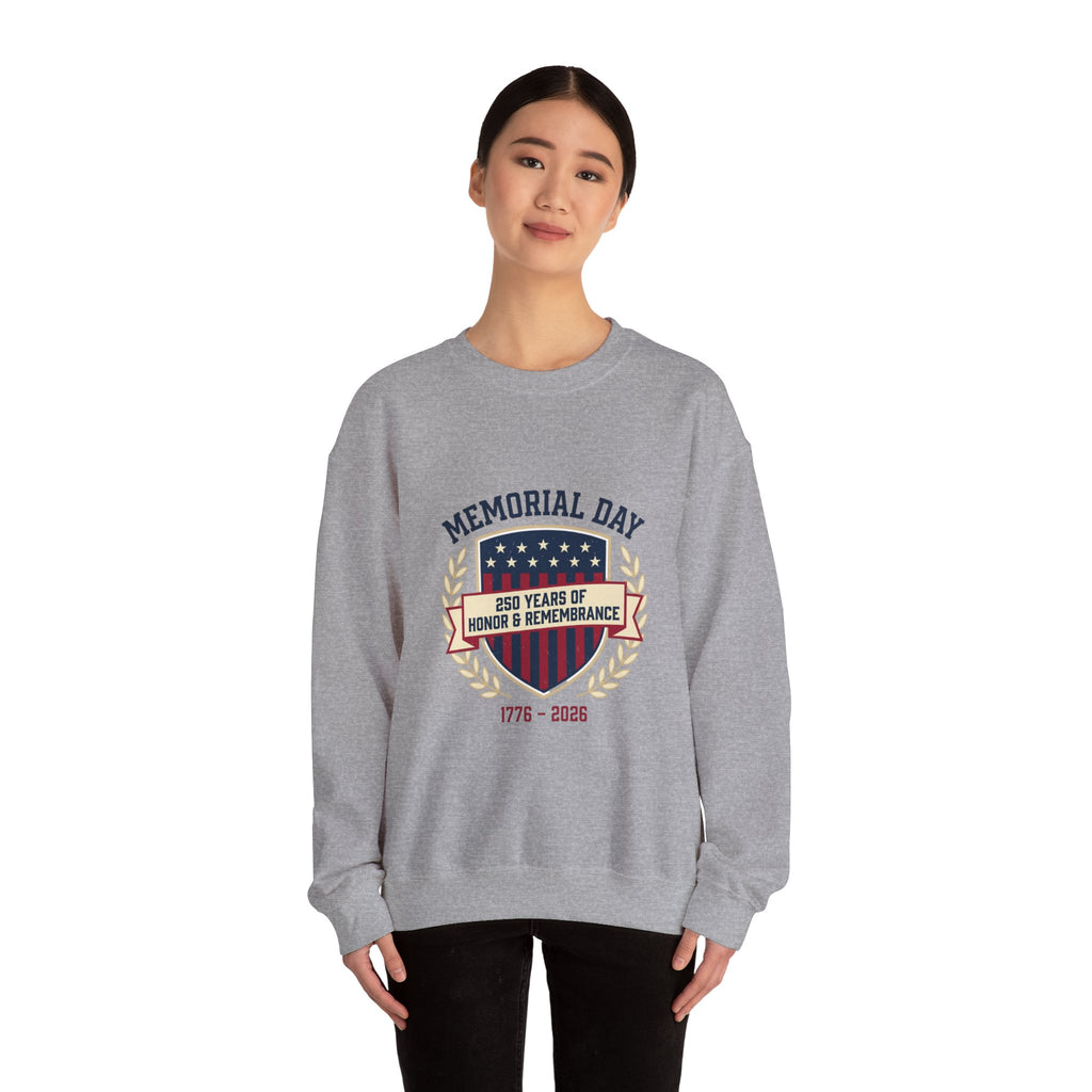 Memorial Day 250 Shield Crewneck Sweatshirt | USA 250, patriotic vintage