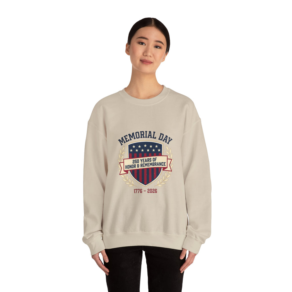 Memorial Day 250 Shield Crewneck Sweatshirt | USA 250, patriotic vintage