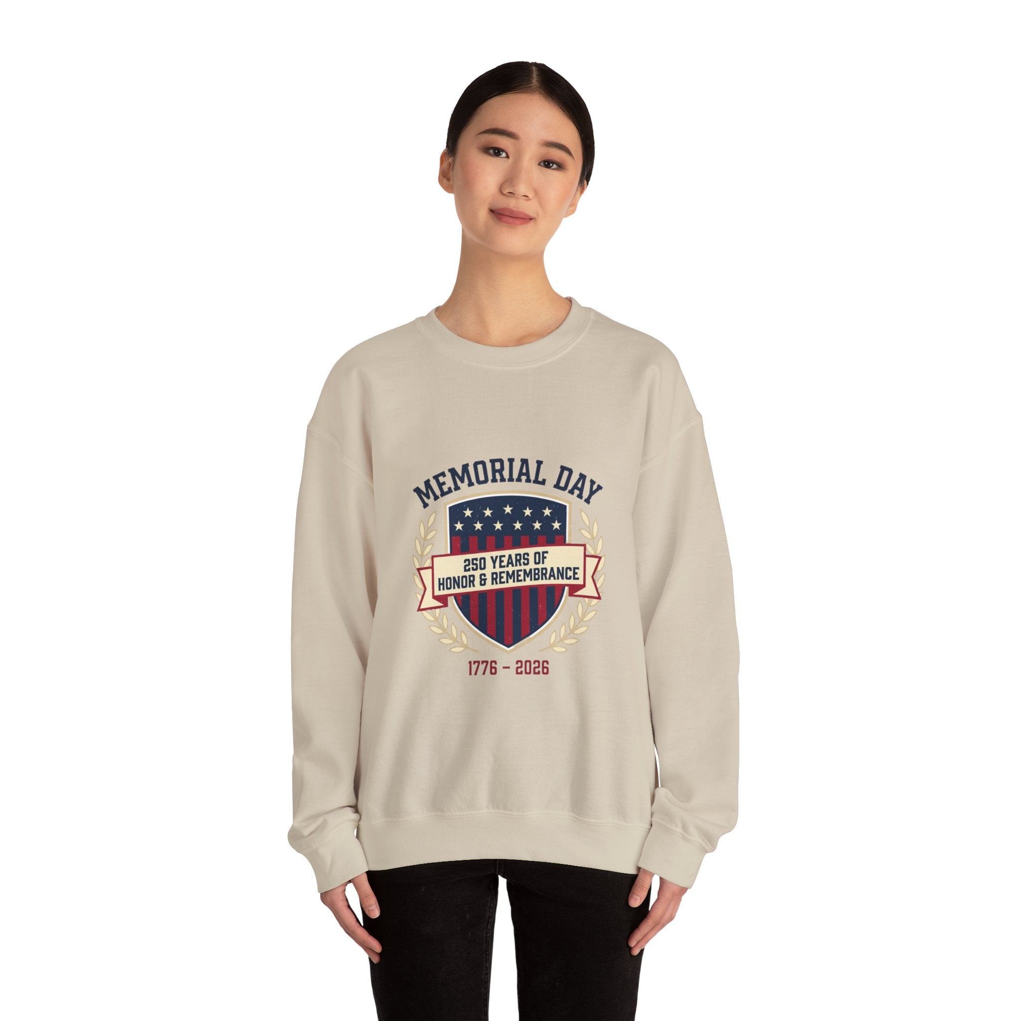Memorial Day 250 Shield Crewneck Sweatshirt | USA 250, patriotic vintage