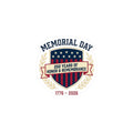 Memorial Day 1776–2026 Shield Sticker | USA 250 Vintage Patriotic
