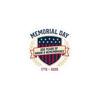 Memorial Day 1776–2026 Shield Sticker | USA 250 Vintage Patriotic