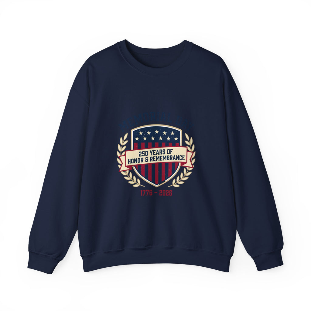 Memorial Day 250 Shield Crewneck Sweatshirt | USA 250, patriotic vintage