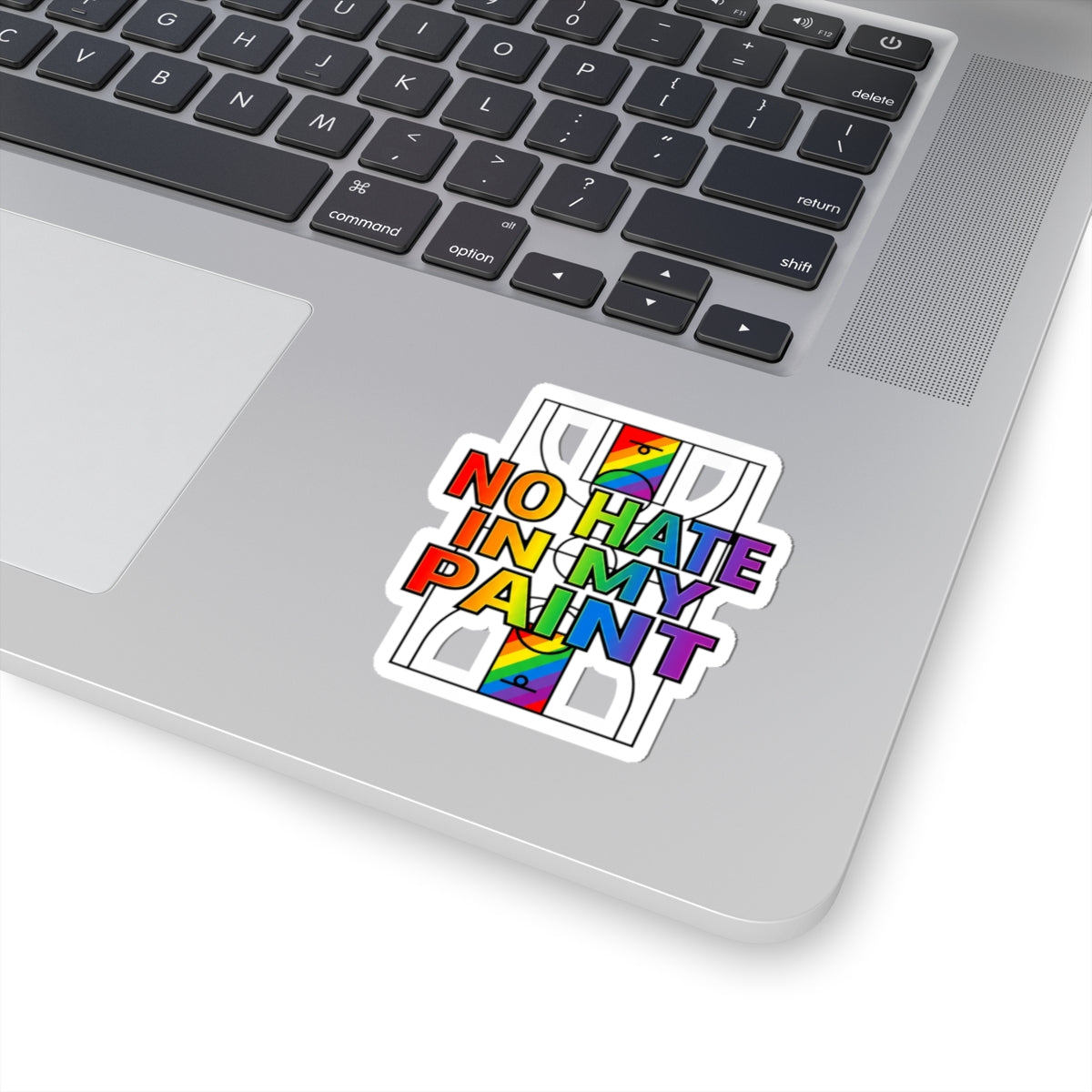 No Hate in My Paint Sticker | queer basketball, pride protest